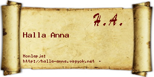 Halla Anna névjegykártya