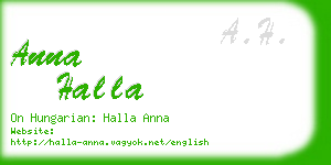 anna halla business card